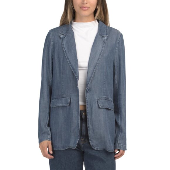 VELVET HEART Dark Denim Tencel Patty Long Sleeve Blazer - Picture 1 of 2